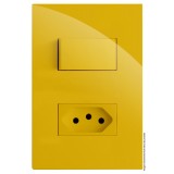 Conjunto Interruptor Paralelo + 1 Tomada 10a 4x2 - RECTA MOSTARDA GLOSS